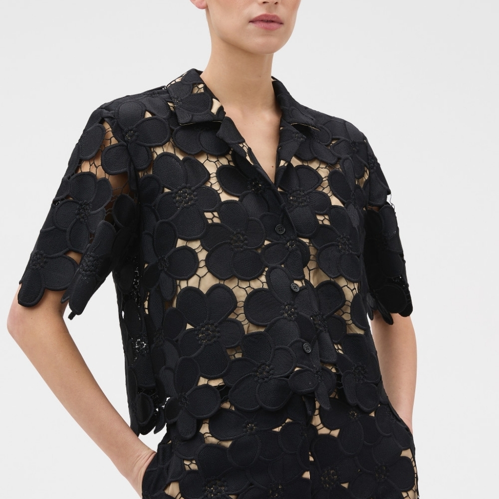 Oroton Poppy Lace Crop Shirt